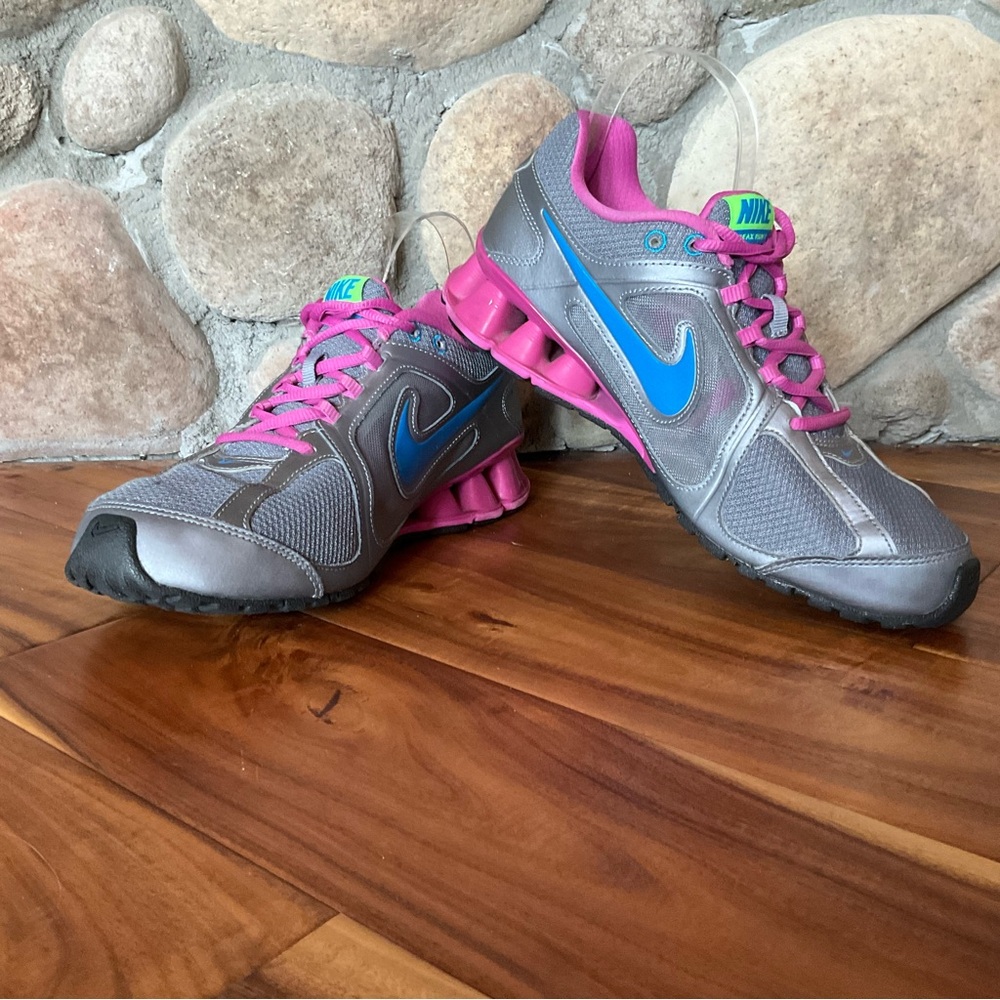 ✔️ Nike Reax Run 8 Athletic Running Trainer Shoes Gray Pink Blue Size 8.5